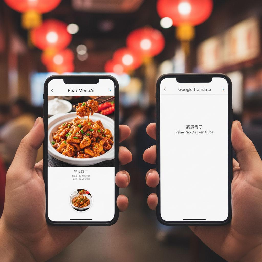 Translate Chinese menus to images: ReadMenuAi vs. Google Translate - ReadMenuAI AI Chinese menu translation blog post